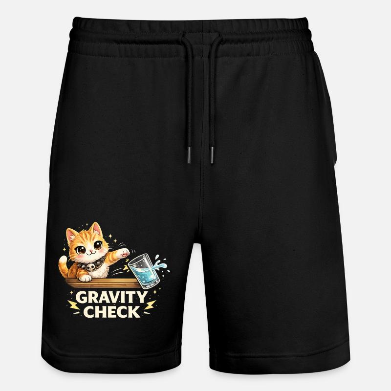 Gravity Check Katze lustiger Spruch - Stanley/Stella Unisex Bio Joggingshorts Trainer  - Schwarz