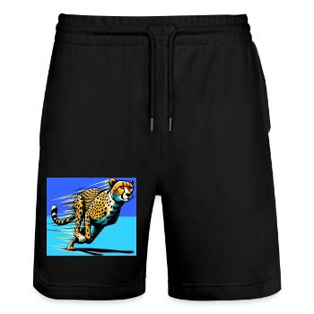 cheetah - Stanley/Stella Trainer Unisex Organic Jogging Shorts - black - Front - Nik (191cm) & Marisol (170cm)