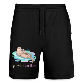 Go With the Flow Otter Duo - Stanley/Stella Trainer Unisex Organic Jogging Shorts - black - Front - Nik (191cm) & Marisol (170cm)