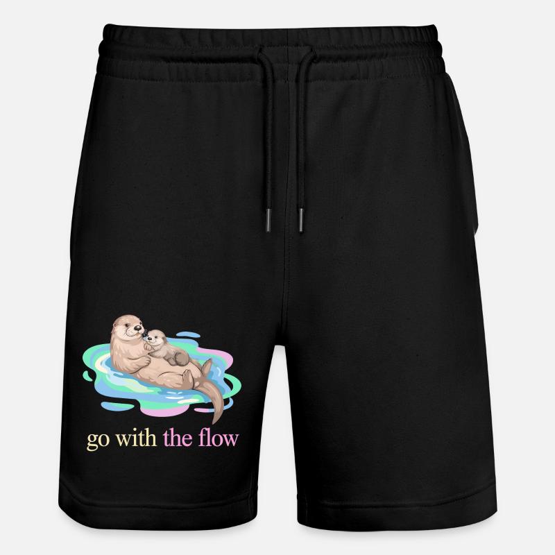 Go With the Flow Otter Duo - Stanley/Stella Trainer Unisex Organic Jogging Shorts - black