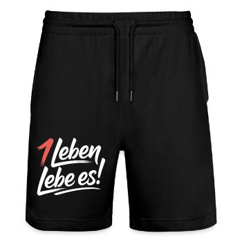 Achtsam leben - Stanley/Stella Unisex Bio Joggingshorts Trainer  - Schwarz - Vorne - Nik (191cm) & Marisol (170cm)