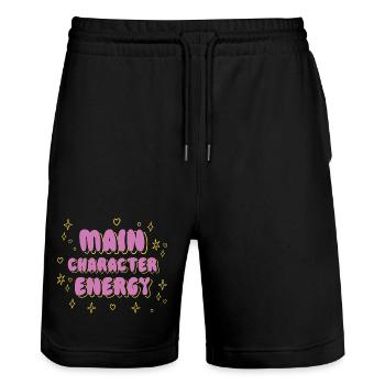 Main Character Energy Tee - Stanley/Stella Trainer Unisex Organic Jogging Shorts - black - Front - Nik (191cm) & Marisol (170cm)