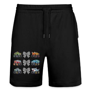 Mama Monster Truck – Un design cool pour les mamans puissantes - Short de jogging bio TRAINER Stanley/Stella unisexe - noir - Devant - Nik (191cm) & Marisol (170cm)