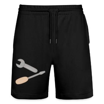 Duo d’outils : clé et tournevis - Short de jogging bio TRAINER Stanley/Stella unisexe - noir - Devant - Nik (191cm) & Marisol (170cm)