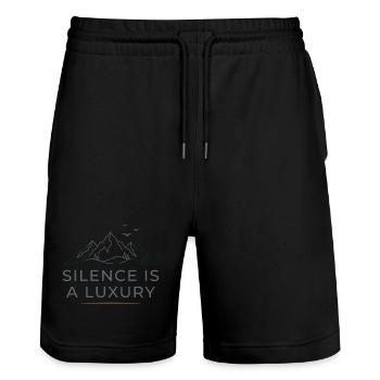Tranquility is luxury - Stanley/Stella Trainer Unisex Organic Jogging Shorts - black - Front - Nik (191cm) & Marisol (170cm)