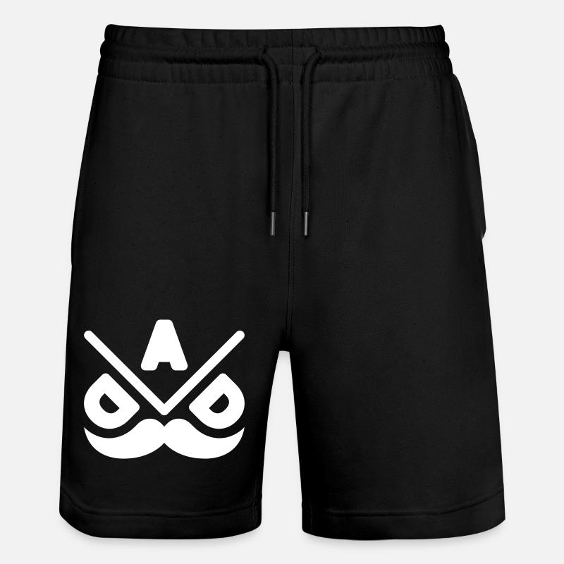 Geometric Moustache Emblem - Stanley/Stella Trainer Unisex Organic Jogging Shorts - black