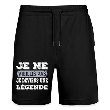 Anniversaire Cadeau humour personnalisé - Short de jogging bio TRAINER Stanley/Stella unisexe - noir - Devant - Nik (191cm) & Marisol (170cm)