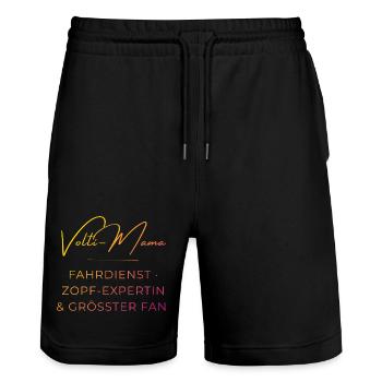 Volti-Mama: Lustiger Voltigier Spruch für Mütter - Stanley/Stella Unisex Bio Joggingshorts Trainer  - Schwarz - Vorne - Nik (191cm) & Marisol (170cm)