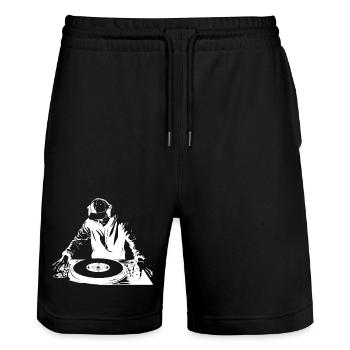 Dj Sketch - Short de jogging bio TRAINER Stanley/Stella unisexe - noir - Devant - Nik (191cm) & Marisol (170cm)