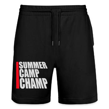 Summer Camp Champ Fun Kids Outdoor Adventure - Stanley/Stella Trainer Unisex Organic Jogging Shorts - black - Front - Nik (191cm) & Marisol (170cm)