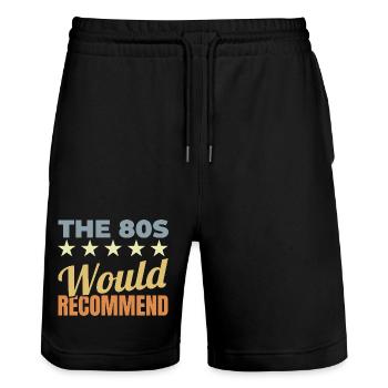 The 80s Would Recommend - Stanley/Stella Trainer Unisex Organic Jogging Shorts - black - Front - Nik (191cm) & Marisol (170cm)