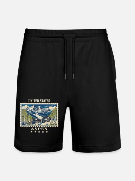 USA Aspen Vintage Reismerk - Stanley/Stella uniseks bio-joggingshorts Mover  - zwart