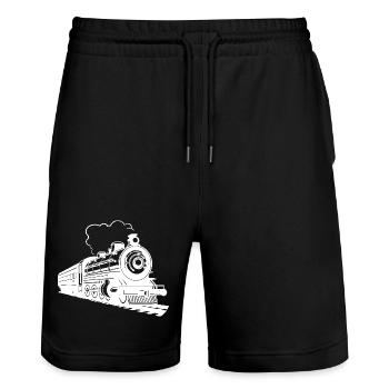 Graphique ferroviaire - Short de jogging bio TRAINER Stanley/Stella unisexe - noir - Devant - Nik (191cm) & Marisol (170cm)