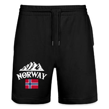 Vacances en Norvège dans les fjords de Norge Voyage en Scandinavie - Short de jogging bio TRAINER Stanley/Stella unisexe - noir - Devant - Nik (191cm) & Marisol (170cm)