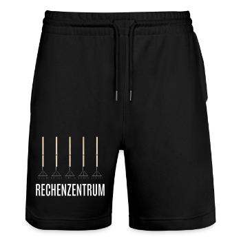 Leiter vom Rechenzentrum Gartenoutfit Gartenarbeit - Stanley/Stella Unisex Bio Joggingshorts Trainer  - Schwarz - Vorne - Nik (191cm) & Marisol (170cm)