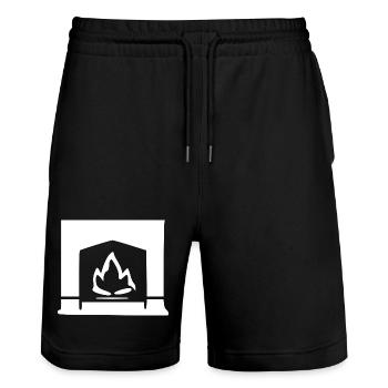 Fireplace Flame White Gift - Stanley/Stella Trainer Unisex Organic Jogging Shorts - black - Front - Nik (191cm) & Marisol (170cm)