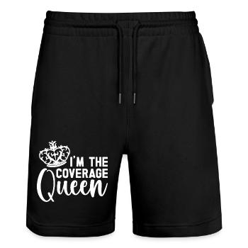 Insurance Agent Costume Coverage Queen Medicare - Stanley/Stella Unisex Bio Joggingshorts Trainer  - Schwarz - Vorne - Nik (191cm) & Marisol (170cm)