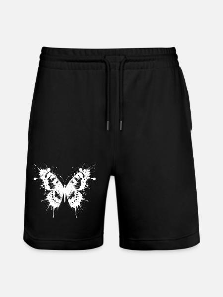 Butterfly in white ink chips - Stanley/Stella Trainer Unisex Organic Jogging Shorts - black