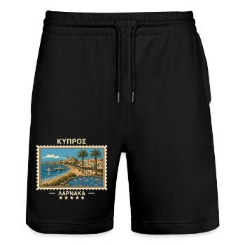 Zypern Larnaka Vintage Reisemarke - Stanley/Stella Unisex Bio Joggingshorts Trainer  - Schwarz - Vorne - Nik (191cm) & Marisol (170cm)