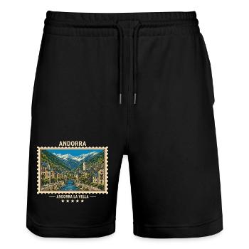 Andorra Andorra la Vella Vintage Reisemarke - Stanley/Stella Unisex Bio Joggingshorts Trainer  - Schwarz - Vorne - Nik (191cm) & Marisol (170cm)