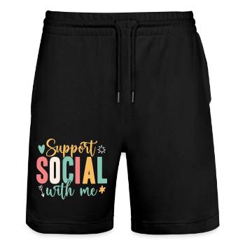 Citation d’un travailleur social : Support with Me Social Work - Short de jogging bio TRAINER Stanley/Stella unisexe - noir - Devant - Nik (191cm) & Marisol (170cm)