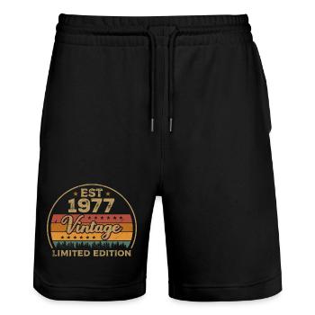 Legendary Since 1977 Birthday 1977 Vintage 1977 - Stanley/Stella Trainer Unisex Organic Jogging Shorts - black - Front - Nik (191cm) & Marisol (170cm)