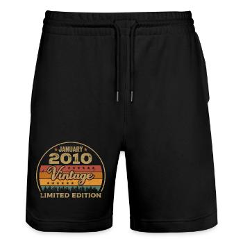 Legends were born in January 2010,January 2010 - Stanley/Stella Trainer Unisex Organic Jogging Shorts - black - Front - Nik (191cm) & Marisol (170cm)