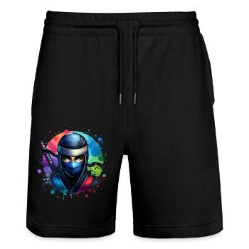 Ninja - Short de jogging bio TRAINER Stanley/Stella unisexe - noir - Devant - Nik (191cm) & Marisol (170cm)