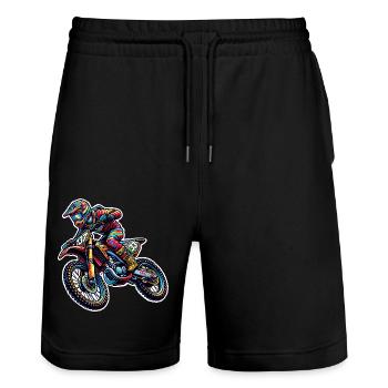 Motocross - Stanley/Stella Trainer Unisex Organic Jogging Shorts - black - Front - Nik (191cm) & Marisol (170cm)