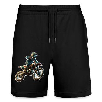 Motocross - Stanley/Stella Trainer Unisex Organic Jogging Shorts - black - Front - Nik (191cm) & Marisol (170cm)