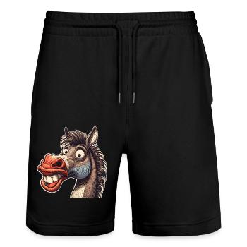 Cheval - Short de jogging bio TRAINER Stanley/Stella unisexe - noir - Devant - Nik (191cm) & Marisol (170cm)