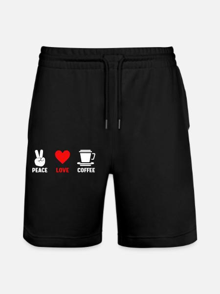Peace Love Coffee - Stanley/Stella Trainer Unisex Organic Jogging Shorts - black