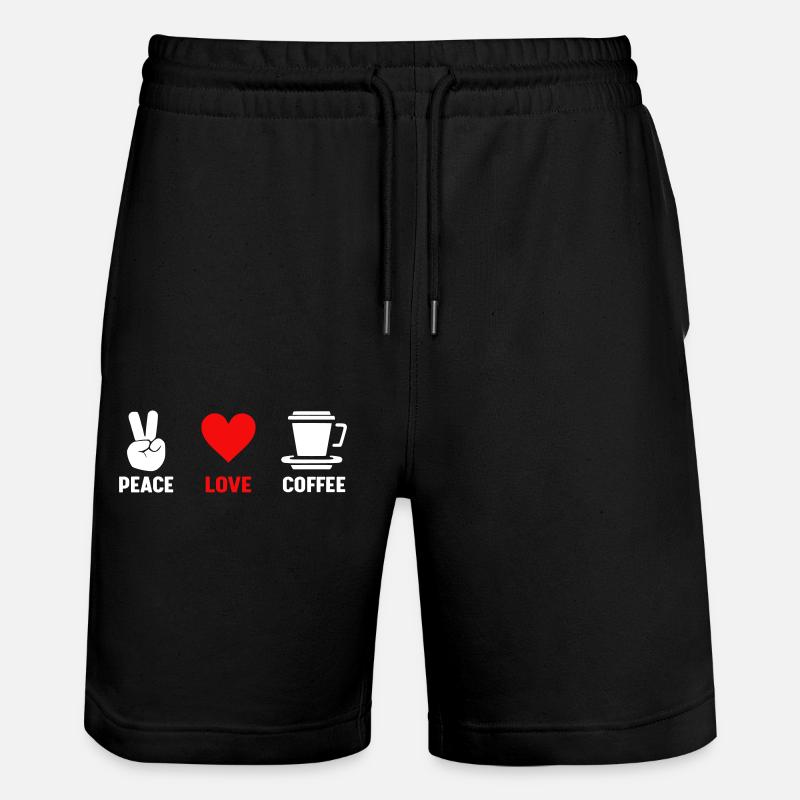 Peace Love Coffee - Stanley/Stella Trainer Unisex Organic Jogging Shorts - black