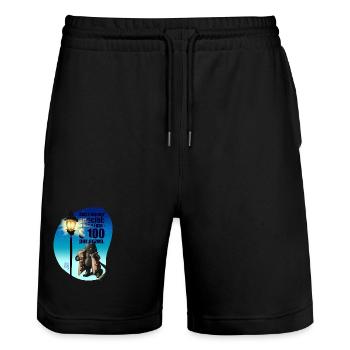 Black market Spezial: Grade a eggs - Stanley/Stella Unisex Bio Joggingshorts Trainer  - Schwarz - Vorne - Nik (191cm) & Marisol (170cm)