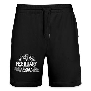February 2013 - February 2013 Birthday 2013 Retro - Stanley/Stella Trainer Unisex Organic Jogging Shorts - black - Front - Nik (191cm) & Marisol (170cm)