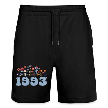 1993 Floral Pattern 1993 Floral Theme Flowers 1993 - Stanley/Stella Trainer Unisex Organic Jogging Shorts - black - Front - Nik (191cm) & Marisol (170cm)