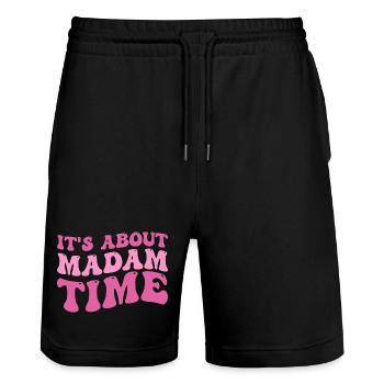 Es geht darum, dass Madame Time Humor sarkastisch lustig sagt - Stanley/Stella Unisex Bio Joggingshorts Trainer  - Schwarz - Vorne - Nik (191cm) & Marisol (170cm)