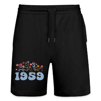 1959 Floral Pattern 1959 Floral Theme Flowers 1959 - Stanley/Stella Trainer Unisex Organic Jogging Shorts - black - Front - Nik (191cm) & Marisol (170cm)