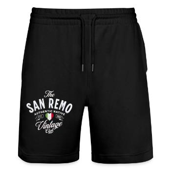 San Remo vintage club - Short de jogging bio TRAINER Stanley/Stella unisexe - noir - Devant - Nik (191cm) & Marisol (170cm)