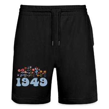1949 Floral Pattern 1949 Floral Theme Flowers 1949 - Stanley/Stella Trainer Unisex Organic Jogging Shorts - black - Front - Nik (191cm) & Marisol (170cm)