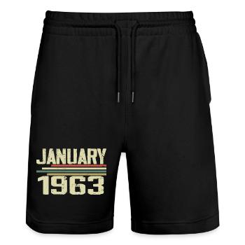 Janvier 1963 - Cadeau d’anniversaire Janvier 1963 - Short de jogging bio TRAINER Stanley/Stella unisexe - noir - Devant - Nik (191cm) & Marisol (170cm)