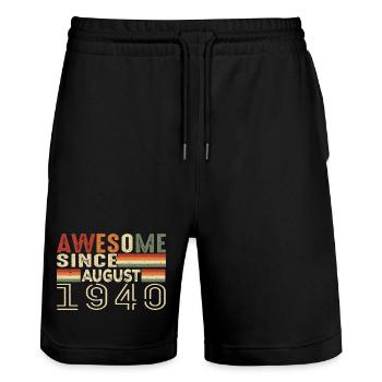 August 1940's Vintage Birthday Gift 84 Years - Stanley/Stella Trainer Unisex Organic Jogging Shorts - black - Front - Nik (191cm) & Marisol (170cm)