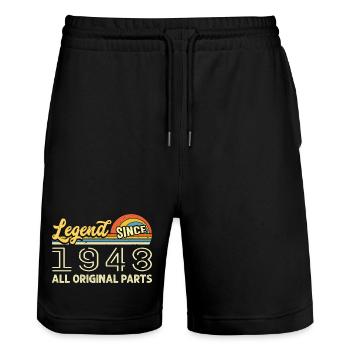 Legendär seit 1948 Geburtstag 1948 Jahrgang 1948 - Stanley/Stella Unisex Bio Joggingshorts Trainer  - Schwarz - Vorne - Nik (191cm) & Marisol (170cm)