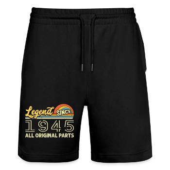 Legendary since 1945 Birthday 1945 Born 1945 - Stanley/Stella Trainer Unisex Organic Jogging Shorts - black - Front - Nik (191cm) & Marisol (170cm)