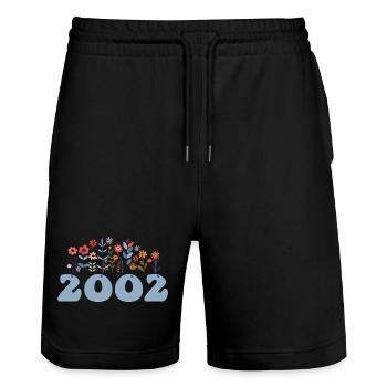 2002 Floral Pattern 2002 Floral Theme Flowers 2002 - Stanley/Stella Trainer Unisex Organic Jogging Shorts - black - Front - Nik (191cm) & Marisol (170cm)