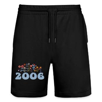 2006 Floral Pattern 2006 Floral Theme Flowers 2006 - Stanley/Stella Trainer Unisex Organic Jogging Shorts - black - Front - Nik (191cm) & Marisol (170cm)