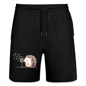 Igel mit Pusteblume - Stanley/Stella Unisex Bio Joggingshorts Trainer  - Schwarz - Vorne - Nik (191cm) & Marisol (170cm)