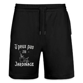 J'peux pas j'ai jardinage - Short de jogging bio TRAINER Stanley/Stella unisexe - noir - Devant - Nik (191cm) & Marisol (170cm)