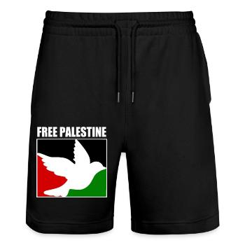 Free palestine - Stanley/Stella Trainer Unisex Organic Jogging Shorts - black - Front - Nik (191cm) & Marisol (170cm)