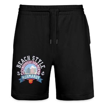 Beach style Normandy Trouville - Short de jogging bio TRAINER Stanley/Stella unisexe - noir - Devant - Nik (191cm) & Marisol (170cm)